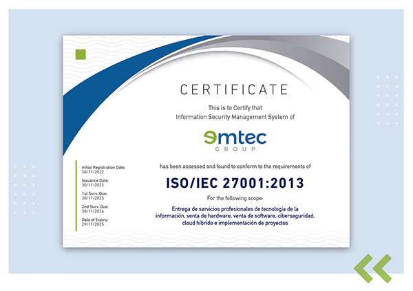 Emtec Group renueva Certificación ISO/IEC 27001:2013